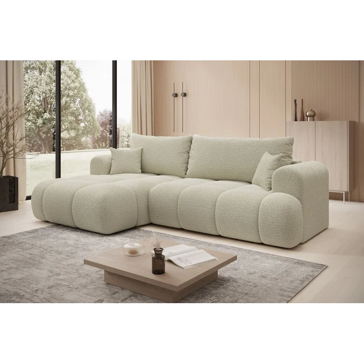 thematys Ecksofa TREVIO 260 x 165 cm, mit Schlaffunktion, mit Bettkasten, Beige (Fredo 20), Ausrichtung links – Bild 2
