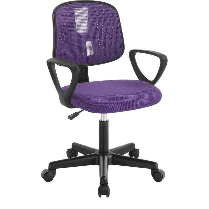 Klihome Schreibtischstuhl Kinder, Kinderschreibtischstuhl ergonomisch, Drehstuhl Kinderstuhl höhenverstellbar, mit Rollen Armlehnen, atmungsaktive Netzstoff-Rückenlehne, Lila