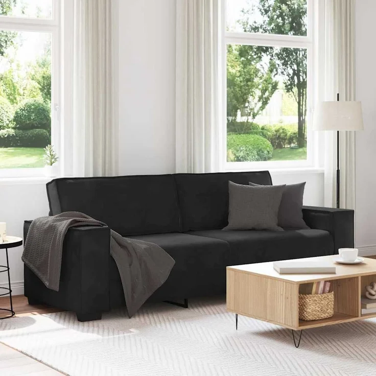 vidaXL 3-Sitzer-Sofa Schwarz 220x78x84 cm Samt 4105035 – Bild 1