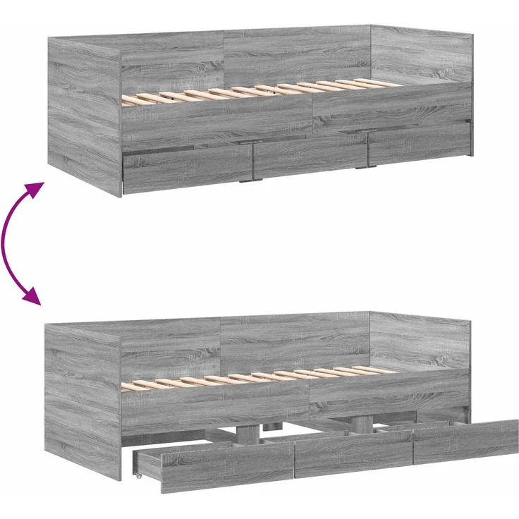 vidaXL Tagesbett mit Schubladen mit Kopfteil Grau Sonoma Holzwerkstoff 3429633 – Bild 8