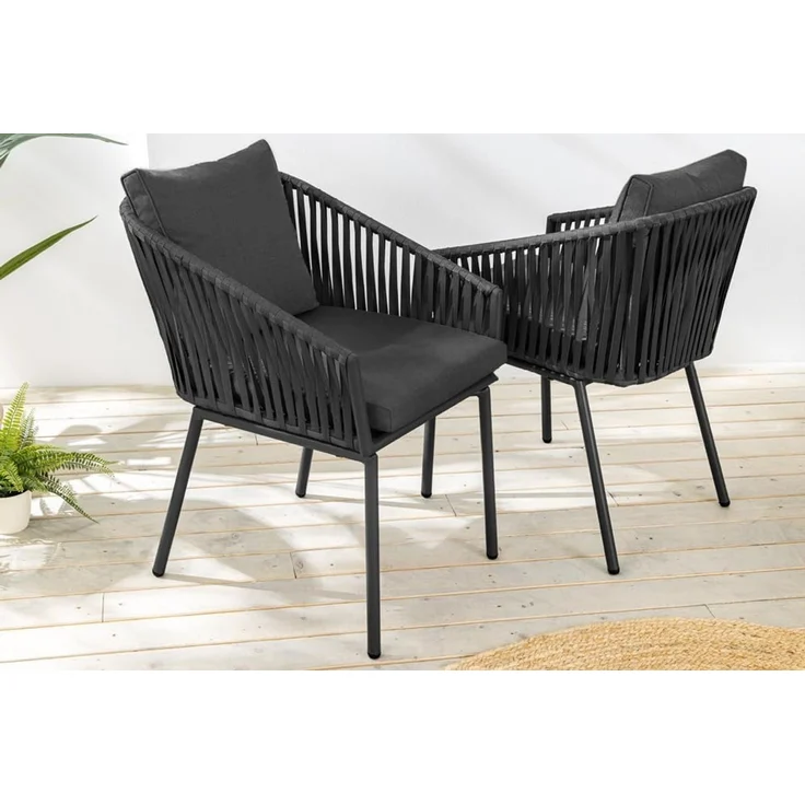 riess-ambiente Gartensessel ROPE anthrazit - Metall, In- und Outdoor, inkl. Kissen, Bezug waschbar (Einzelartikel, 1-St), Moderner Gartenstuhl mit Armlehnen - ideal für Balkone und Terrassen – Bild 4