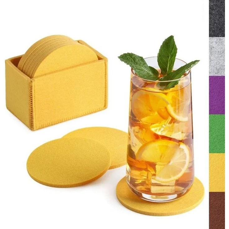 Loco Bird Getränkeuntersetzer 10er Set inkl. Box rund aus Filz, Zubehör für Getränke, Tassen, Bar, Glas, Design Glasuntersetzer, Premium Tischuntersetzer Filzuntersetzer – Bild 4