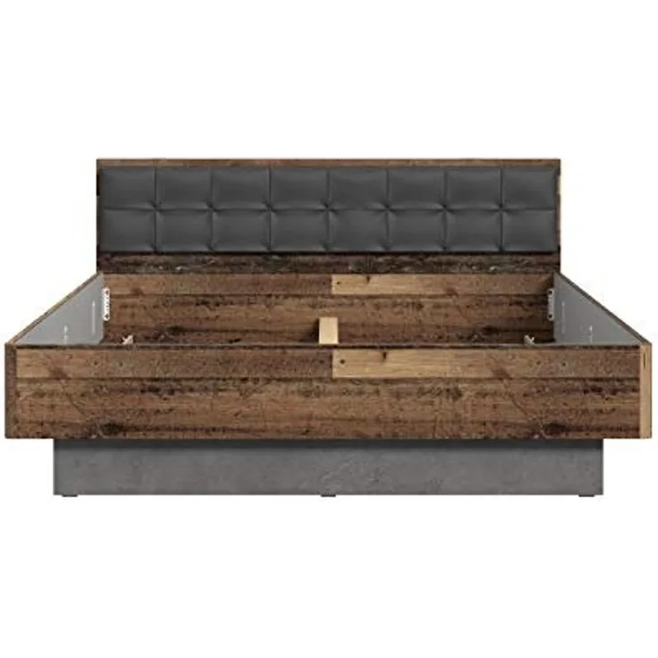 FORTE Clif Bett, Holzwerkstoff, Braun/Grau, 187,5 x 91,7 x 209,9 cm