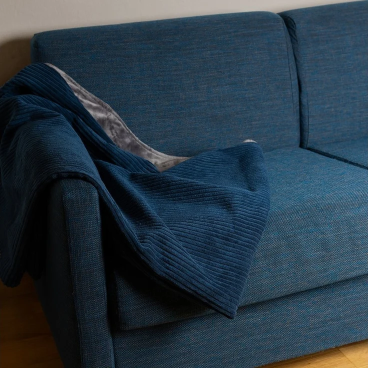 Wohndecke Kuscheldecke ELLA 140x200 cm – Wendedecke Cord & Fleece, Couchdecke, Herlag, Made in Europe, Tagesdecke – Bild 1