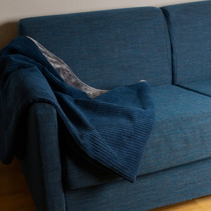 Wohndecke Kuscheldecke ELLA 140x200 cm – Wendedecke Cord & Fleece, Couchdecke, Herlag, Made in Europe, Tagesdecke