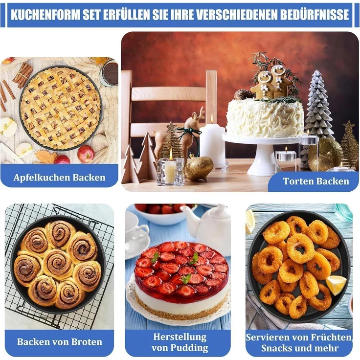 Homikit Edelstahl Backform Set 2er, Rund Kuchenform Antihaft 16cm, Gesund – Bild 7