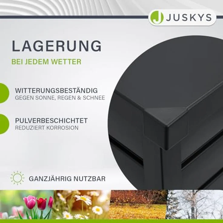 Juskys Metall Aufbewahrungsbox Limani 380 Liter - Outdoor Box - wasserdicht, abschließbar - Gartenbox, Auflagenbox, Kissenbox für Garten Anthrazit – Bild 5