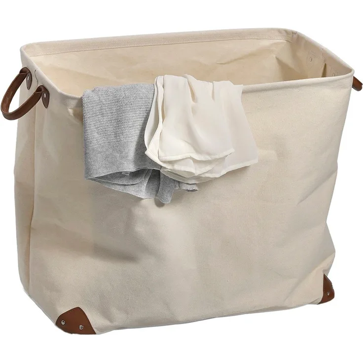 Zeller Wäschesammler, Canvas, beige, ca. 55 x 33 x 48 cm
