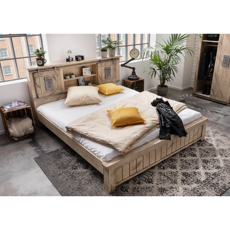 Bett Mango 160x200x105 whitewash lackiert RAILWAY #373 – Bild 2