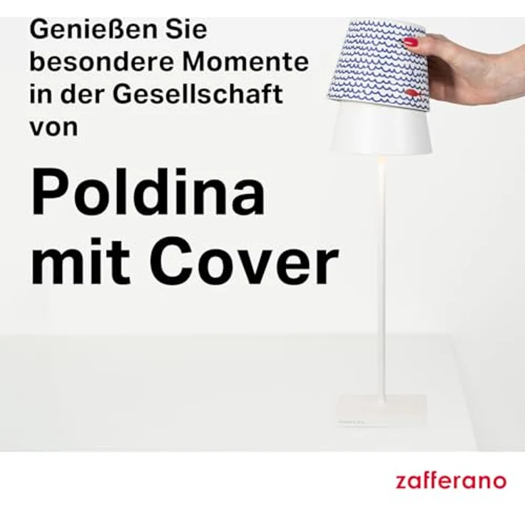 Zafferano, Poldina Pro Lampe mit Cover, Kabellose, Wiederaufladbare Tischlampe mit Touch Control, Auch für den Außenbereich Geeignet, Dimmer, 2200-3000 K, Höhe 38 cm, Farbe Weiß - Rosa Blumen – Bild 6