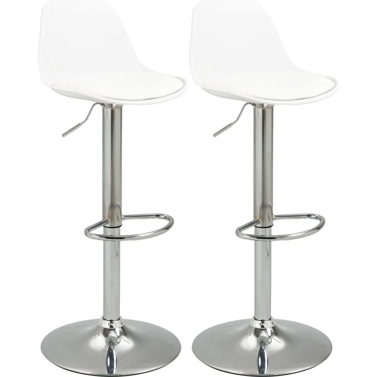 2er-Set Barhocker, Barstühle, Drehstühle mit Lehne, höhenverstellbar, bis 120 kg belastbar, 41 x 42 x 82-104 cm, Weiß--Weiß--104x42x41cm--CHENHAONING – Bild 2