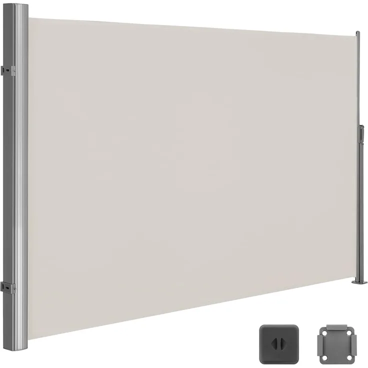 SONGMICS Seitenmarkise 200 x 300cm Markisenstoff aus Polyester 280g/m² 2 Montagearten Beige GSA200E