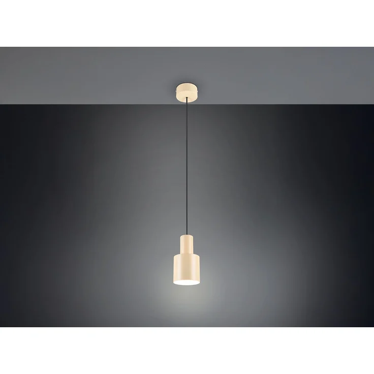 Kleine LED Pendelleuchte mit Metall Lampenschirm Beige, Ø 12cm – Bild 3