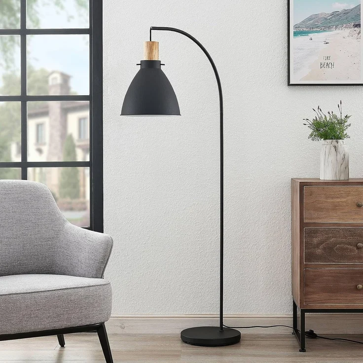 Lindby Stehlampe Trebale, Metall, Schwarz IP20, 1 x 60 W – Bild 3