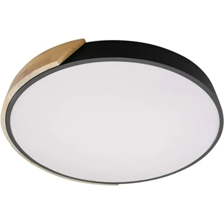 LEDKIA LIGHTING LED-Deckenleuchte 24W, CCT wählbar 2700-6500K, 1800 lm Lichtstrom, runde Holzoptik, Schwarz-Hauch für Wohnzimmer, Küche, Schlafzimmer