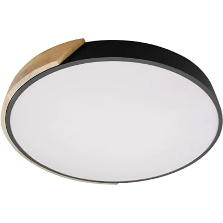 LEDKIA LIGHTING LED-Deckenleuchte 24W, CCT wählbar 2700-6500K, 1800 lm Lichtstrom, runde Holzoptik, Schwarz-Hauch für Wohnzimmer, Küche, Schlafzimmer – Bild 1