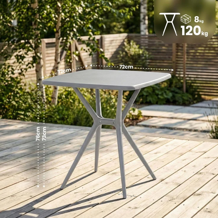 CLP Gartentisch Becky eckig 72 x 72 cm wetterfest winterfest UV-beständig,grau – Bild 2