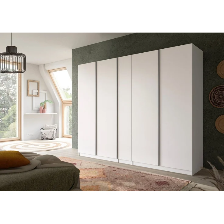 Home affaire Kleiderschrank BENDINGO, Schlafzimmerschrank, Schrank, Garderobenschrank (OTTO BESTSELLER, Garderobe & Schlafzimmer) Breite 230cm, weiß, 5-türig, 2 Kleiderstangen und 6 Ablageböden – Bild 2