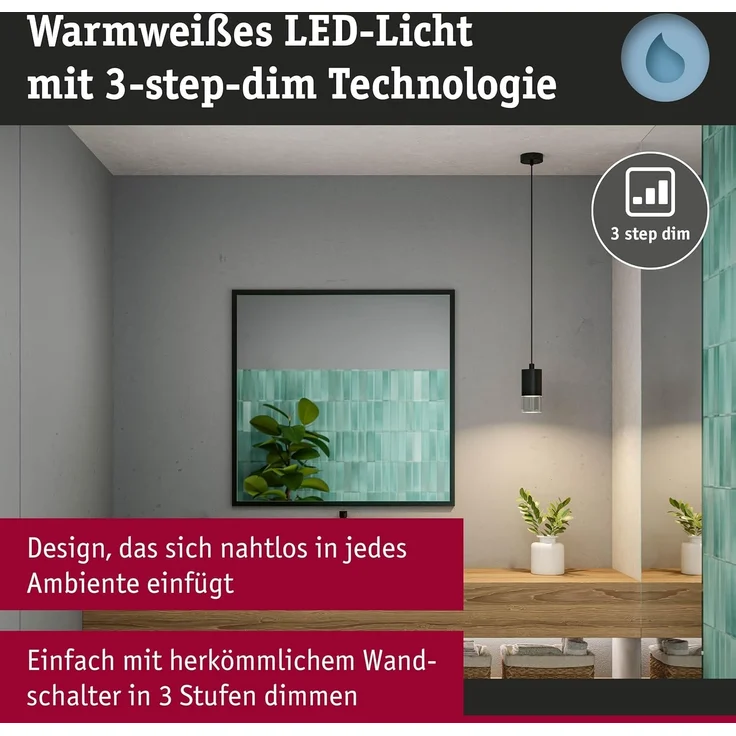 Paulmann 79997 LED Pendelleuchte Kame Schwarz 3-Step Dim IP44 – Bild 4