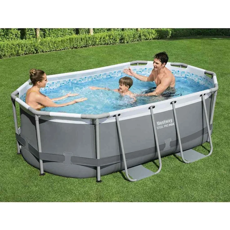 Best Way Pool-Set Grau 305 x 200 x 84 cm Stahl 42007937 – Bild 2