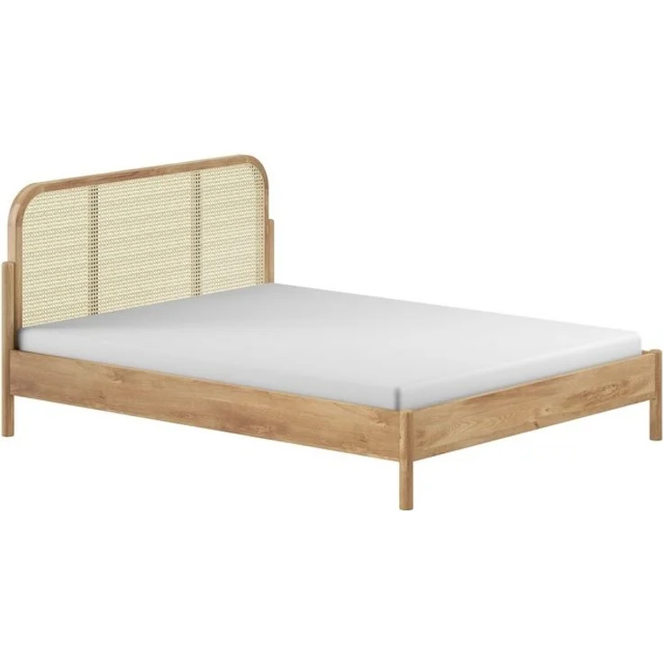 Doppelbett Olive 160 x 200 cm Eiche MDF Rattan Natur – Bild 4