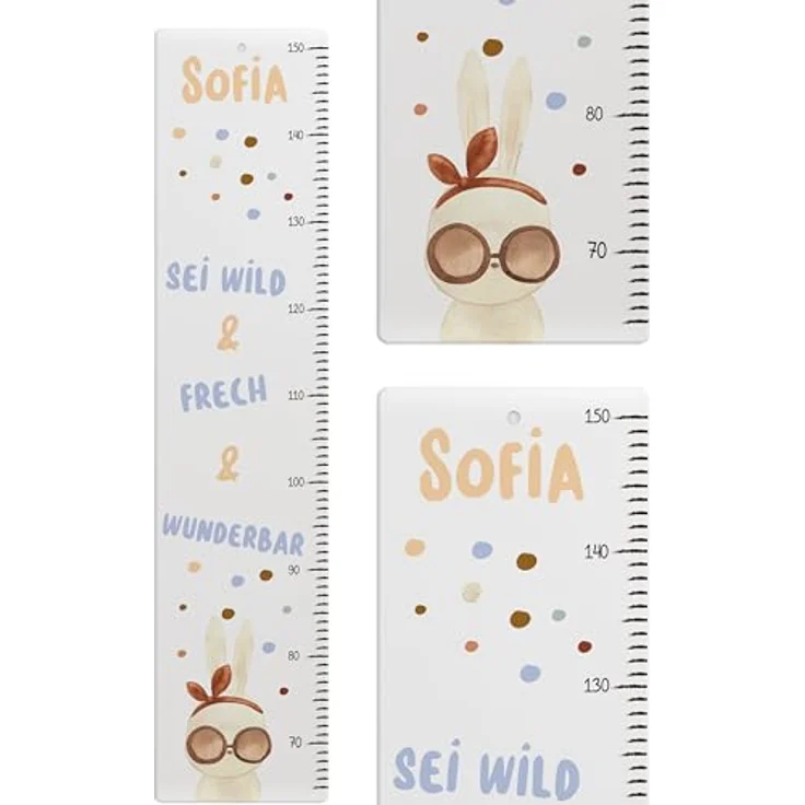 KIDSMOOD - Messlatte für Kinderzimmer Personalisiert, 70-140 cm - Messlatte Kinder Holz personalisiert Mit Namen für Baby- & Kleinkinderzimmer - Individuelles Geschenk für Kinder und Babys zum Geburt – Bild 2