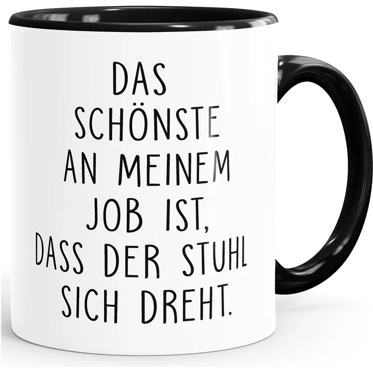 MoonWorks Tasse Spruch-Tasse Kaffee-Tasse Das Schönste an meinem Job ist, dass der Stuhl sich dreht Kaffeetasse Teetasse Keramiktasse MoonWorks®, Keramik