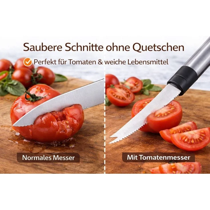 6 x Leifheit Tomatenmesser Messer mit gezahnter Klinge Proline 24cm
