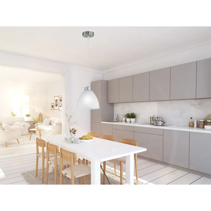 LED Pendelleuchte mit Glas Lampenschirm in Weiß, Ø 20cm