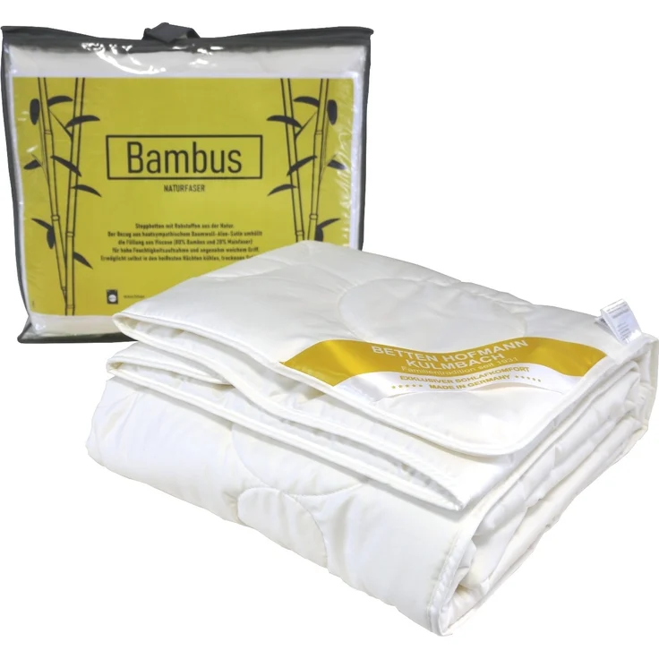 Bambus Sommerbett Steppbett 155x220 Sommerdecke waschbar 100% Natur, superleicht – Bild 1