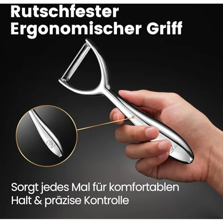 Premium Sparschäler aus Edelstahl für Obst & Gemüse Y Schäler mit ultrascharfer Klinge geeignet als Kartoffelschäler & Spargelschäler mit ergonomischem und rutschfestem Griff – Bild 3