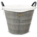 HABAU Holzkorb mit Stoffeinsatz, 48 cm, Grau, aus Polyethylen, mit Metallrahmen