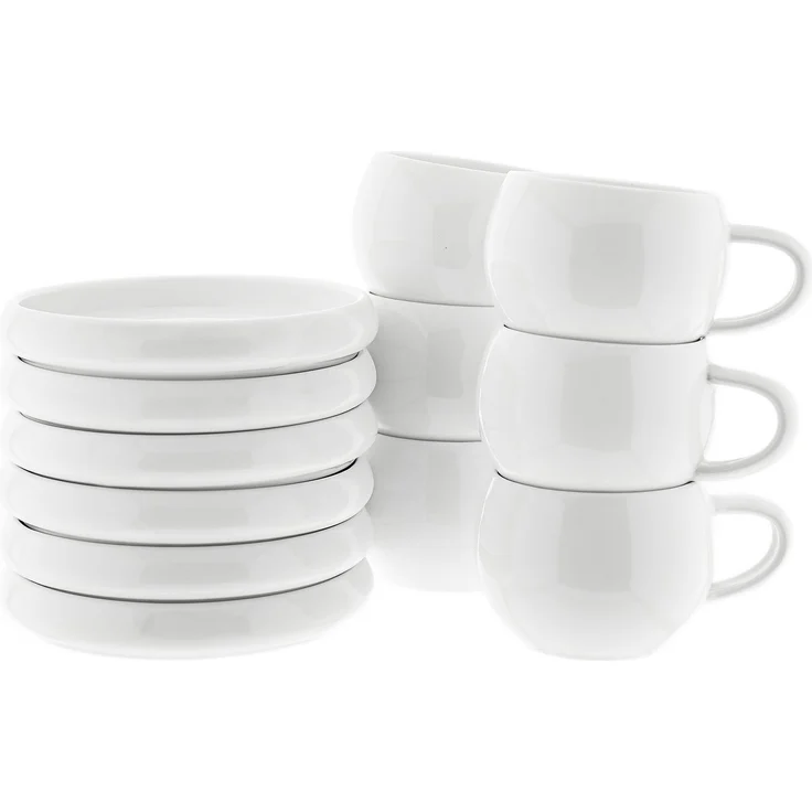Lissa Bonna Kaffeetassen mit Untertellern - 12-teiliges-Set in Weiß, 215 ml – Bild 2