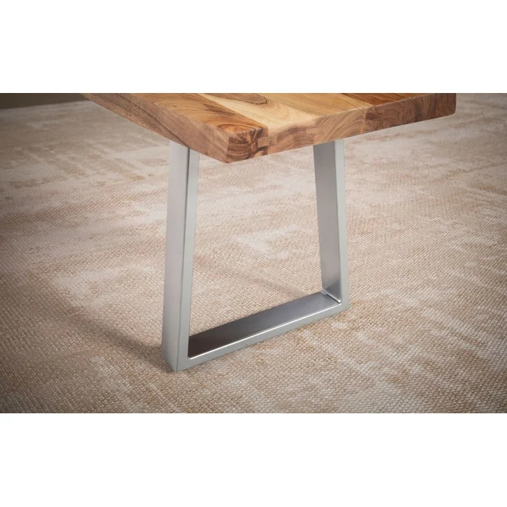 Esszimmerbank 180x40x45,5 cm Akazie Massivholz / Metall mit Baumkante, Esstis... – Bild 6