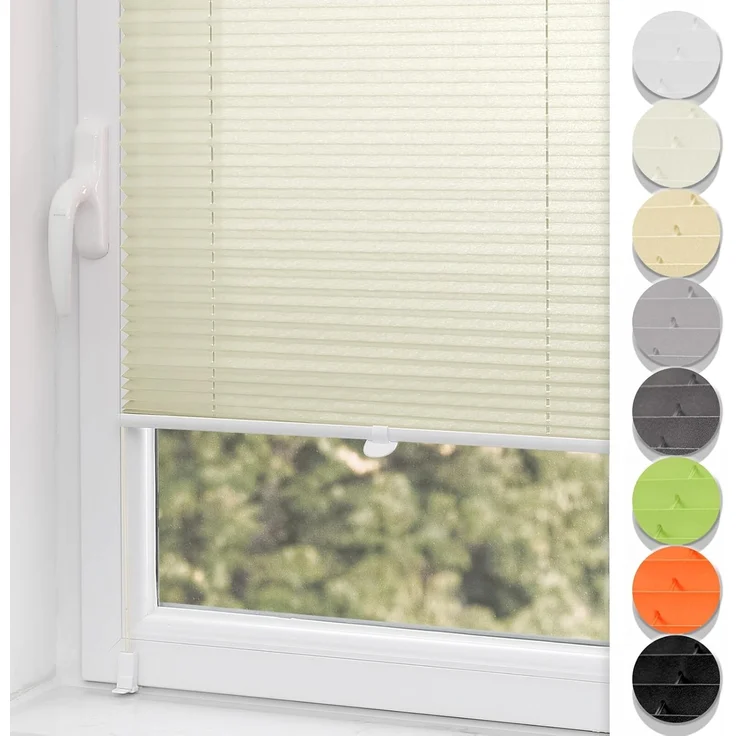 Plisseerollo ohne Bohren Klemmfix 75x100 cm(BxH) Beige Jalousie Sonnenschutz Easyfix Faltrollo Lichtdurchlässig Rollo für Fenster & Tür – Bild 1