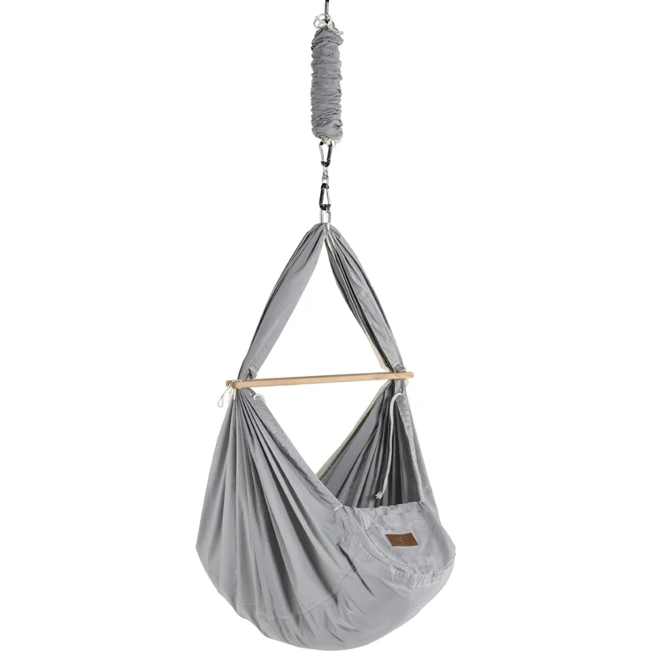 Federwiege mit Tipi und Motor Bio Grey Schafwolle Anthrazit Motor Weiß – Bild 6