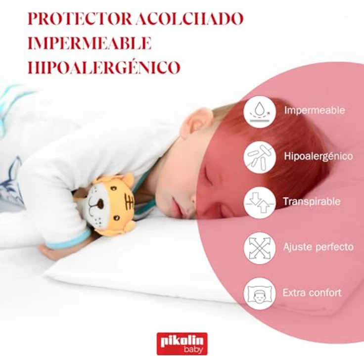 Pikolin Baby Matratzenschoner für Babys, wasserdicht, gepolstert, saugfähig, hypoallergen, atmungsaktiv und leise, Oeko-Tex, verstellbar, für Kinderbett, 60x120 cm, 2 Stück – Bild 3