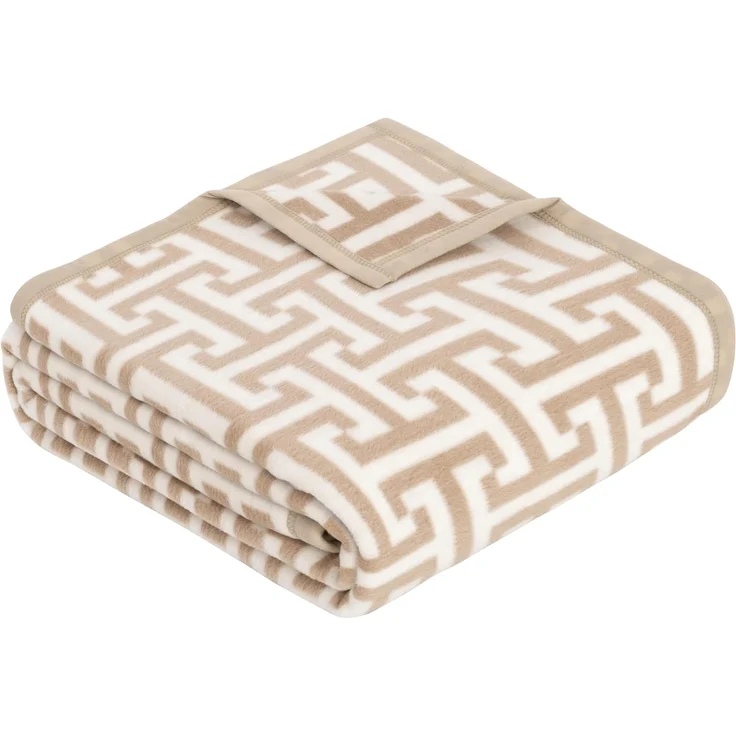 Wohndecke Jacquard Decke Cambridge, IBENA, mit schlichtem Labyrinth-Monogramm – Bild 1