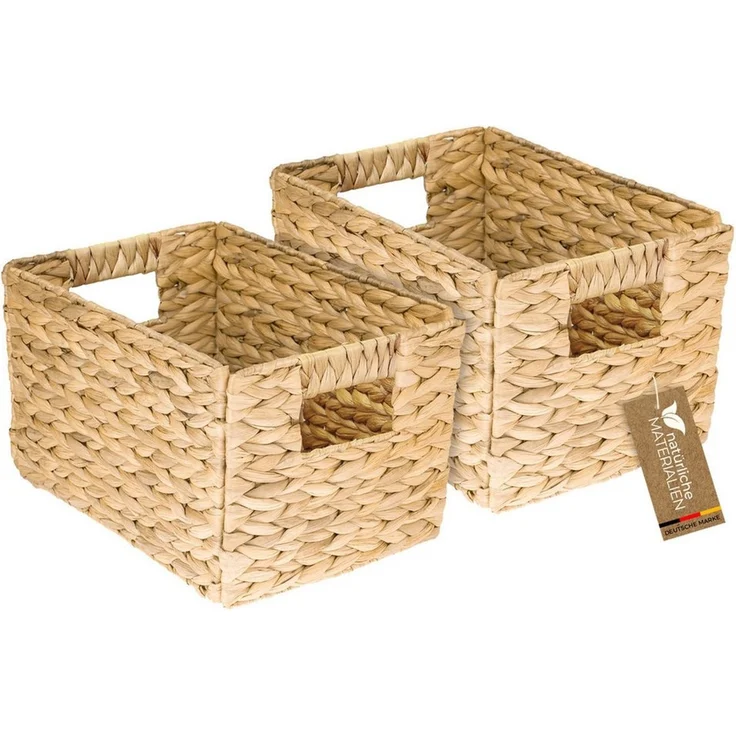 HMF Aufbewahrungskorb faltbarer Korb geflochten aus Wasserhyazinthe Seegras (2 St), handgefertigter Flechtkorb, 32 x 23 x 20 cm – Bild 5