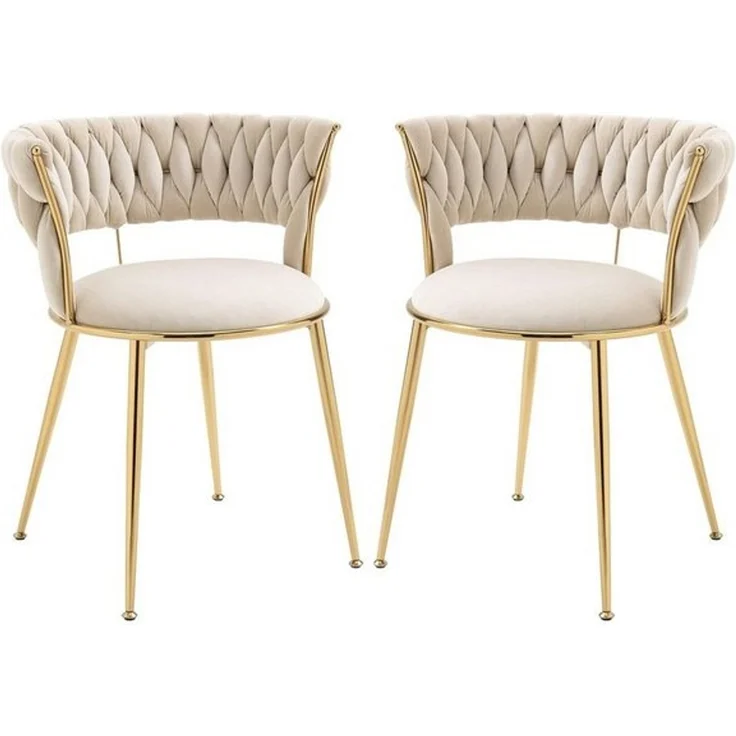 LVHOM Esszimmerstuhl Luxuriöse Samt-Stühle 2er-/4er-/6er-Set mit Rückenlehne & Metallbeine (Goldene Stuhlbeine & Rahmen, Geflochtener Stil, mehrere Farboptionen, 6 St), für höchsten Komfort und stilvolles Design für Ihr Zuhause – Bild 4