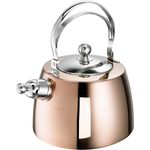 Schulte-Ufer Zora Flötenkessel, induktionsgeeignet, Edelstahl kupfer, 2 L