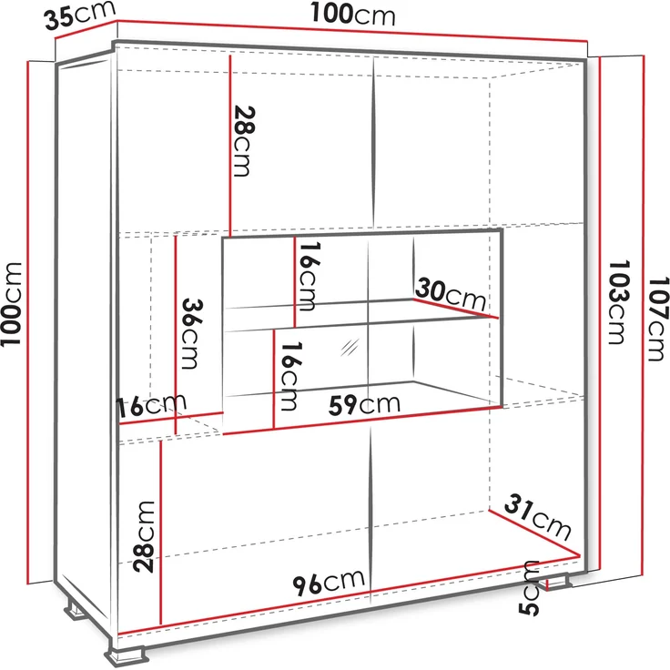 Kommode Calabrini BR01 (Farbe: Cashmere, mit weißer LED Beleuchtung) – Bild 4