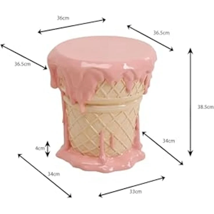 Kare Design Sitzhocker Ice Cream, Pink, Ø37 cm, EIS-Motiv, Waffel, 110kg Belastbarkeit, Hocker, Dekoobjekt, Wohnzimmer – Bild 3