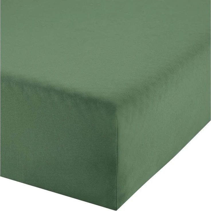Erwin Müller 'Freising' Spannbettlaken, Gummizug: Rundumgummi, 1 Stück, Elasthan-Jersey-Stretch Uni, Olivgrün, Boxspringbett - 140x200 cm - 160x220 cm – Bild 1