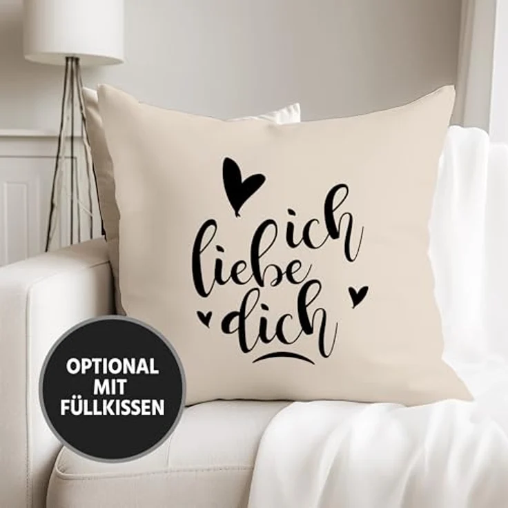 MoonWorks Dekokissen Kissenbezug Ich liebe Dich I love You Liebe Love Geschenk Frau Freundin Mann Freund Zuneigung Kissen-Hülle Deko-Kissen Baumwolle MoonWorks® – Bild 4