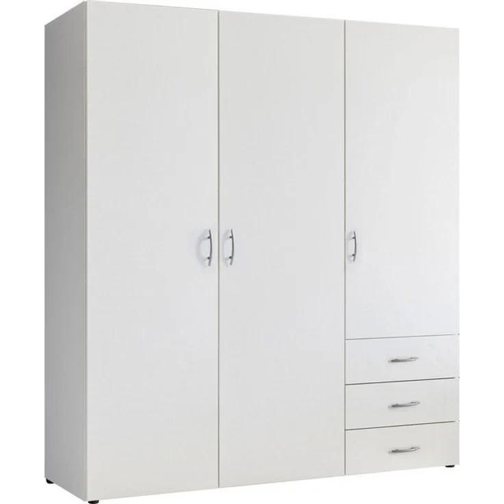 HARRY Kleiderschrank Weiß - Vielseitiger Drehtürenschrank 3-türig für Ihr Schlafzimmer - 150 x 176 x 51 cm (B/H/T) – Bild 4