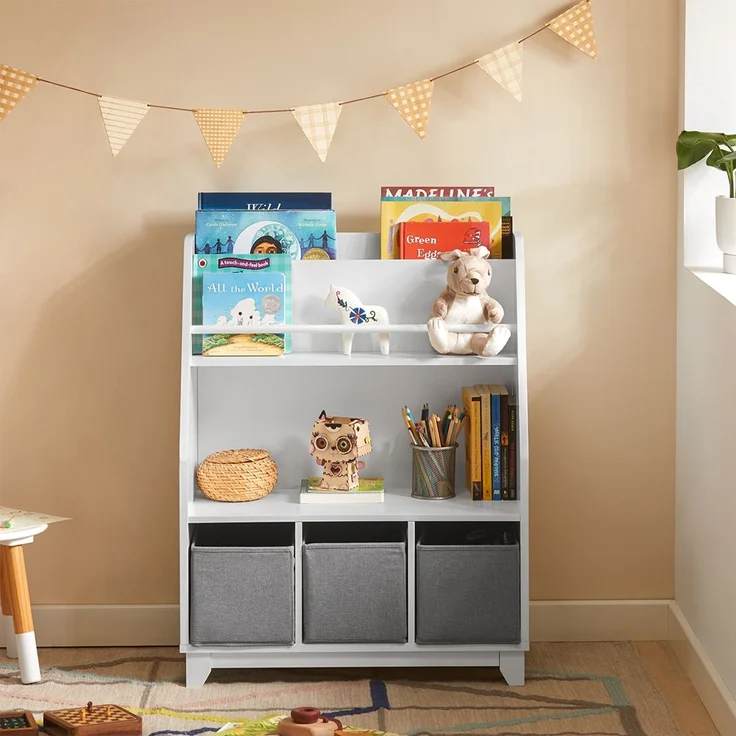 SoBuy KMB34-W Kinderregal, MDF, Lackiert, Weiß, 119 x 116 x 39 cm – Bild 4