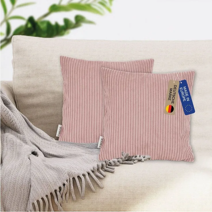 Lycce Dekokissen Kissenbezug 2er Set CORD Stoff (50 x 50 cm) - made in EU