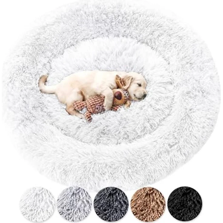 Wahre Tierliebe Hundebett Donut - Das Original - waschbar, Flauschig, für große, mittelgroße & kleine Hunde, [XL, 120cm, weiß] – Bild 2