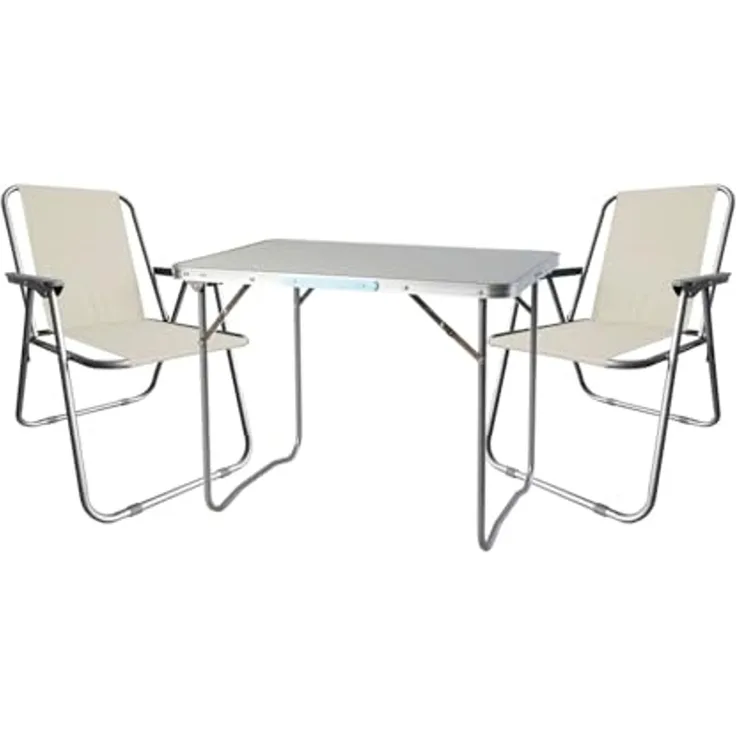 Mojawo Essgruppe 3tlg Campingmöbel Set Outdoormöbel Camping Alu L70xB50xH59cm Beige